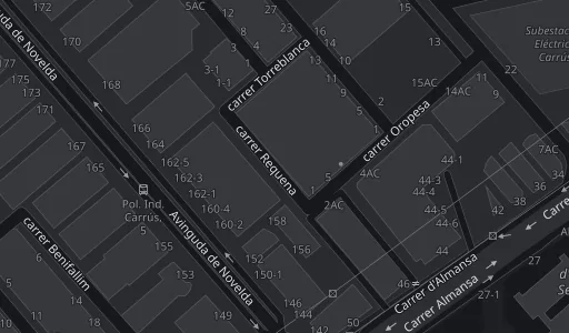 Mapa del Polígono Industrial de Carrús con la ubicación de Trasteros Carrús en Calle Requena 4, Polígono Industrial de Carrús